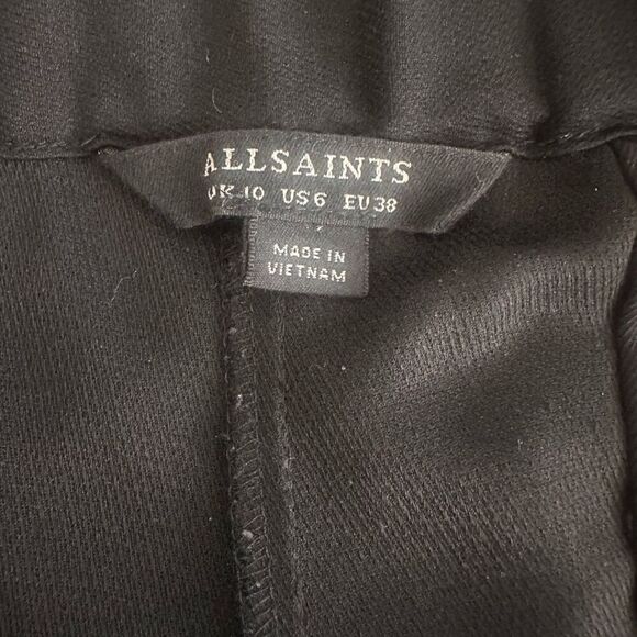 ALLSAINTS Aleida Trouser Pants Pull On Cropped Tapered Black Size 6 - Picture 10 of 11